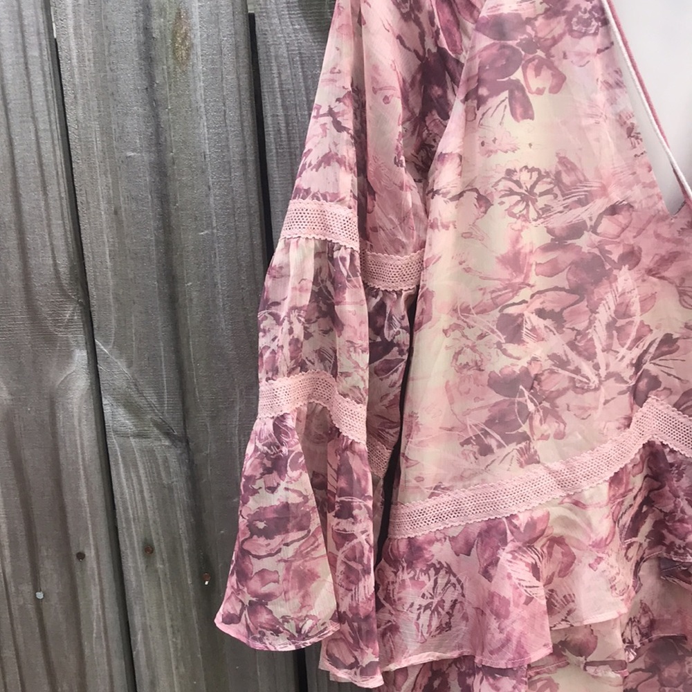 Stevie May Mauve/Cream Floral Dress - Size Women's Small - Picture 3 of 8